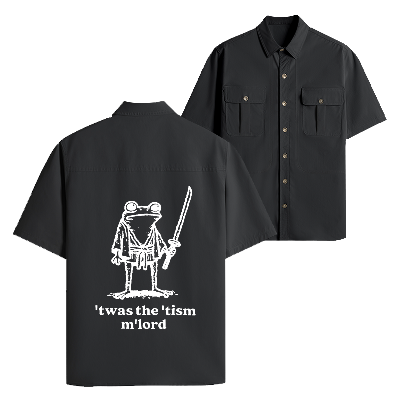 Tokyo-Lion Focused Samurai Frog Work Shirt-Tokyo-Lion