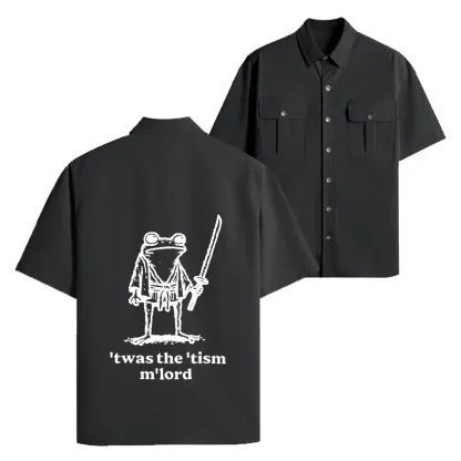 Tokyo-Lion Focused Samurai Frog Work Shirt-Tokyo-Lion