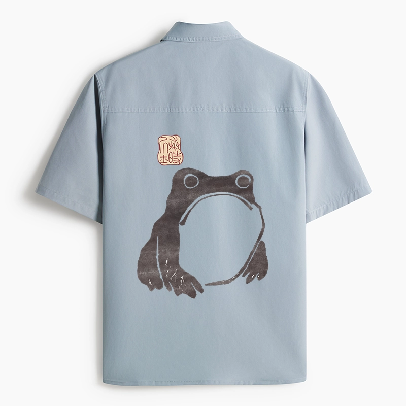 Tokyo-Lion Matsumoto Hoji Woodblock Print Frog Work Shirt-Tokyo-Lion