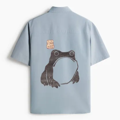 Tokyo-Lion Matsumoto Hoji Woodblock Print Frog Work Shirt-Tokyo-Lion