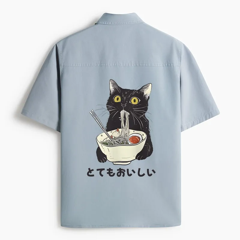 Tokyo-Lion Cats Eat Ramen Noodles Work Shirt-Tokyo-Lion