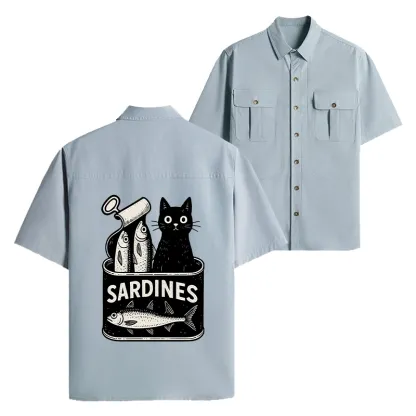 Tokyo-Lion Cat And Canned Fish Work Shirt-Tokyo-Lion