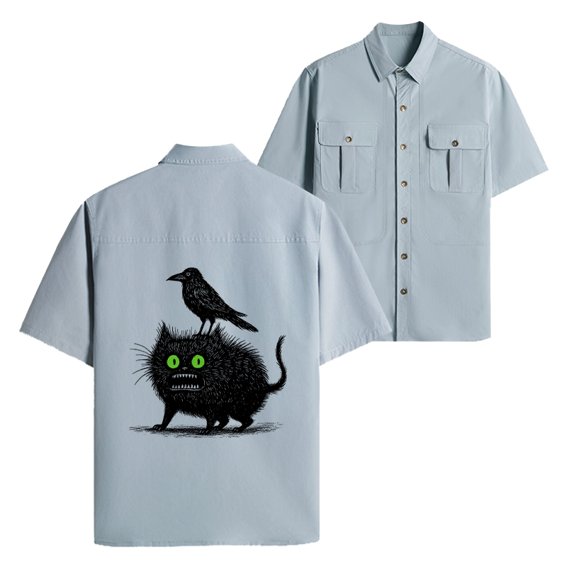 Tokyo-Lion Crow And Black Cat Work Shirt-Tokyo-Lion