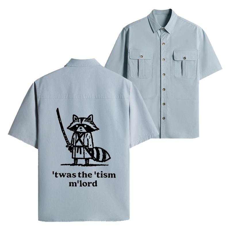 Tokyo-Lion Focused Samurai Raccoon Work Shirt