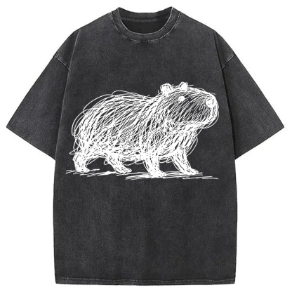 Tokyolion Minimalist Capybara Washed T-Shirt