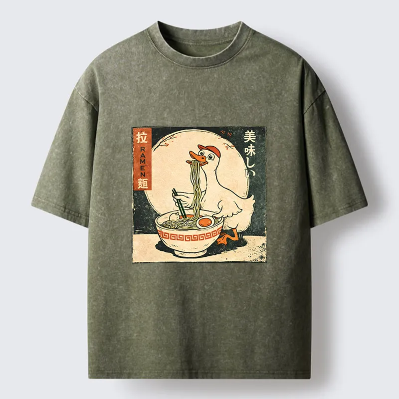 Tokyo-Lion Retro Duck Ramen Washed T-Shirt