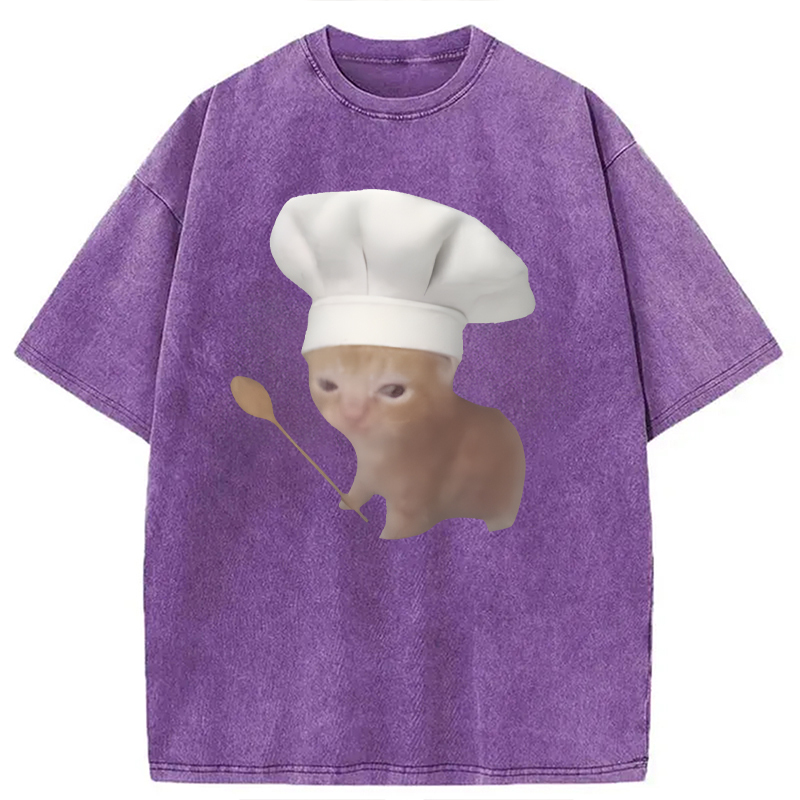 Tokyolion Funny Culinary Kitty Meme Washed T-Shirt