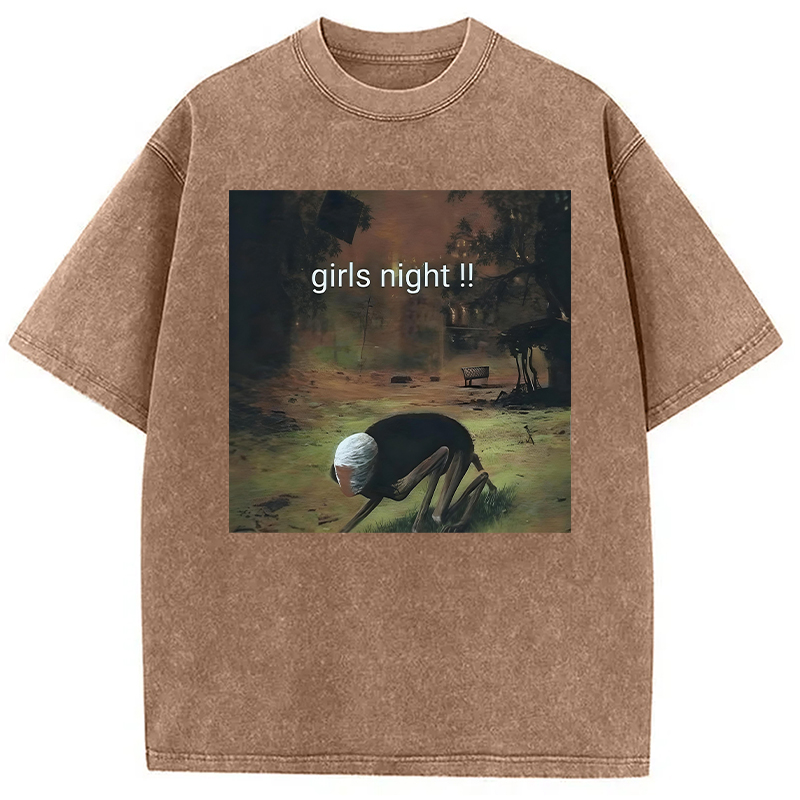 Tokyolion Girls Night Meme Washed T-Shirt