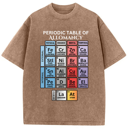 Tokyolion Periodic Table of Allomancy Washed T-Shirt