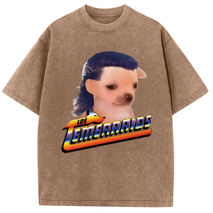 Tokyolion Chihuahua Mullet Meme Washed T-Shirt