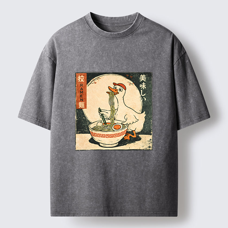 Tokyo-Lion Retro Duck Ramen Washed T-Shirt