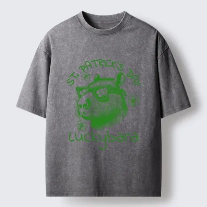 Tokyo-Lion St Patrick's Day Capybara Meme Washed T-Shirt