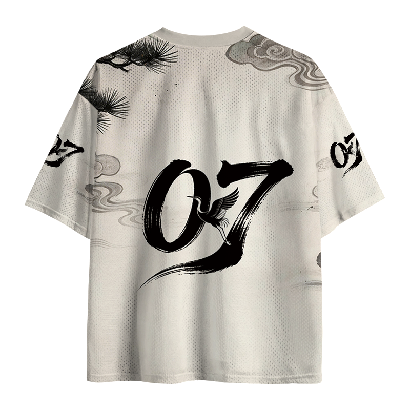 Tokyolion Retro Japanese Red-crowned Crane Mesh Jersey