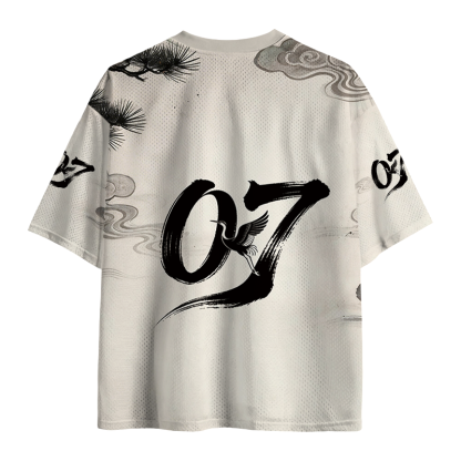 Tokyolion Retro Japanese Red-crowned Crane Mesh Jersey