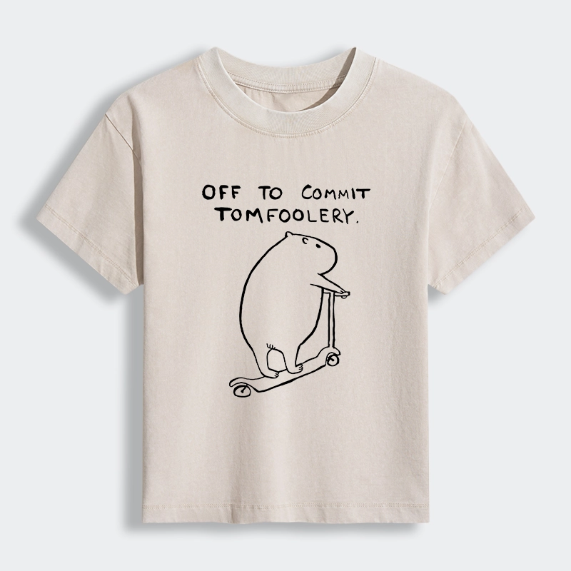 Tokyo-Lion Capybara Is Ready To Do Something Bad Women's Washed T-shirt