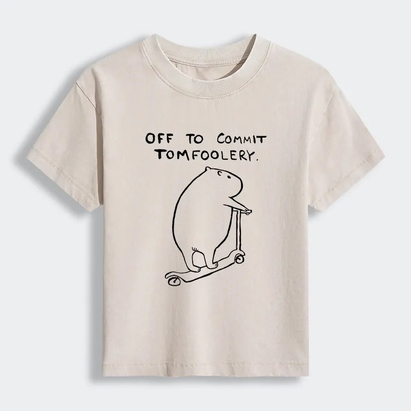 Tokyo-Lion Capybara Is Ready To Do Something Bad Women's Washed T-shirt