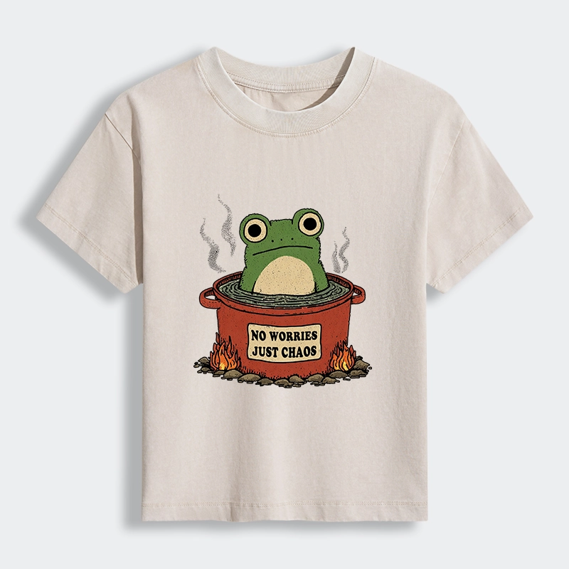 Tokyo-Lion Frog：No Worries，Just Chaos Women's Washed T-shirt