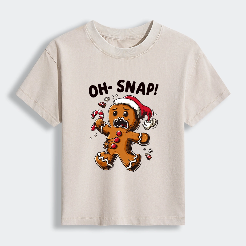 Tokyo-Lion Oh Snap The Gingerbread Man's Christmas Chaos Women's Washed T-shirt