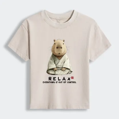 Tokyo-Lion Zen Capybara Relax, it's all chaos Women's Washed T-shirt