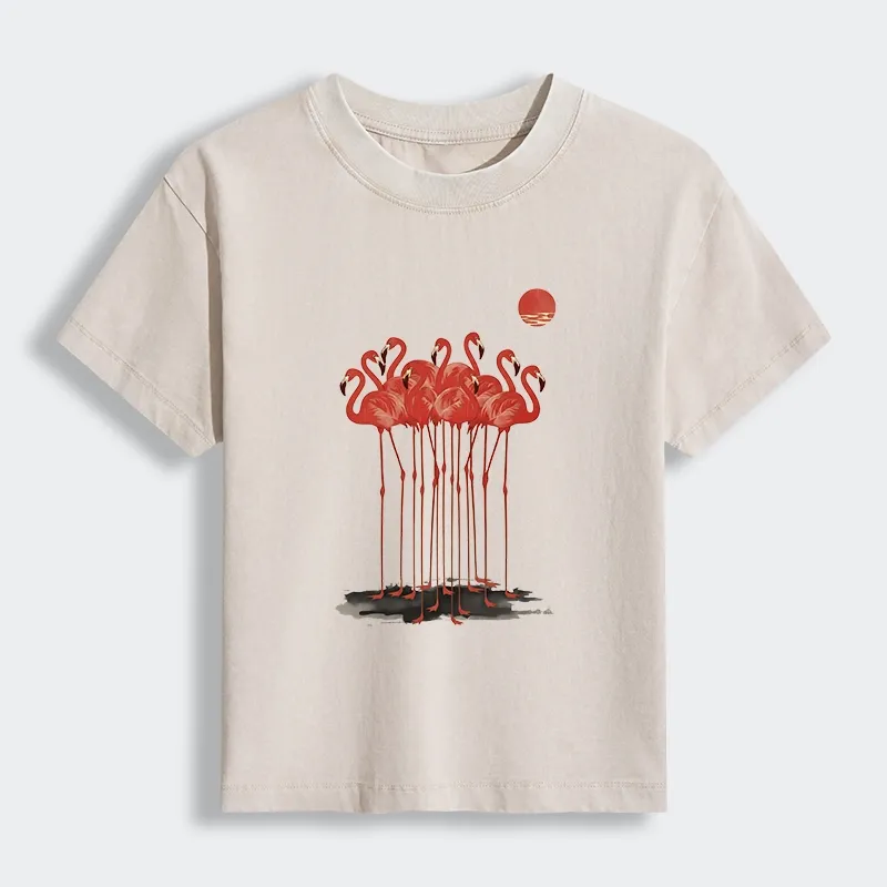 Tokyo-Lion Flamingos at Dusk Women's Washed T-shirt
