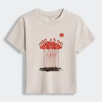 Tokyo-Lion Flamingos at Dusk Women's Washed T-shirt