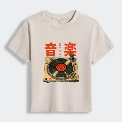 Tokyo-Lion Retro Music Record Player Women's Washed T-shirt