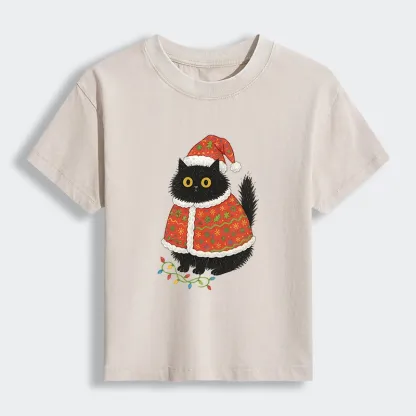 Tokyo-Lion Cat Wearing Santa Hat Women's Washed T-shirt