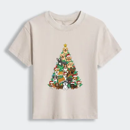 Tokyo-Lion Christmas Tree Dog Funny Women's Washed T-shirt