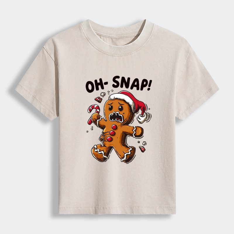 Tokyo-Lion Oh Snap The Gingerbread Man's Christmas Chaos Women's Washed T-shirt