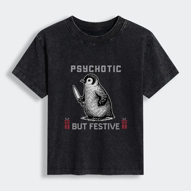 Tokyo-Lion Overstimulated but Festive Christmas Women's Washed T-shirt