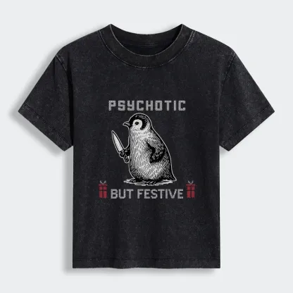 Tokyo-Lion Overstimulated but Festive Christmas Women's Washed T-shirt