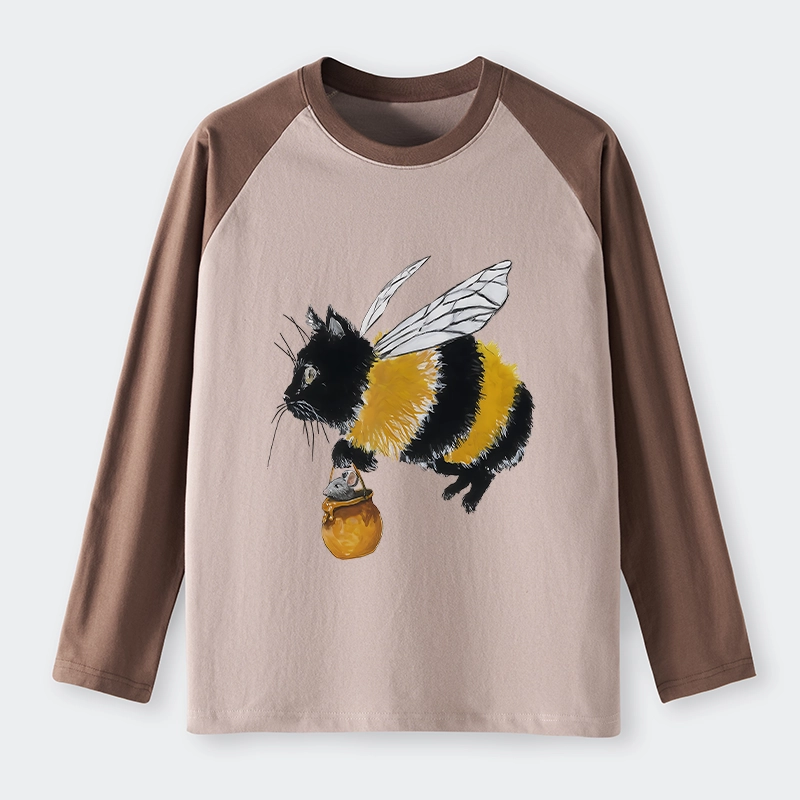 Tokyo-Lion Catbee Funny Raglan Long Sleeve T-shirt