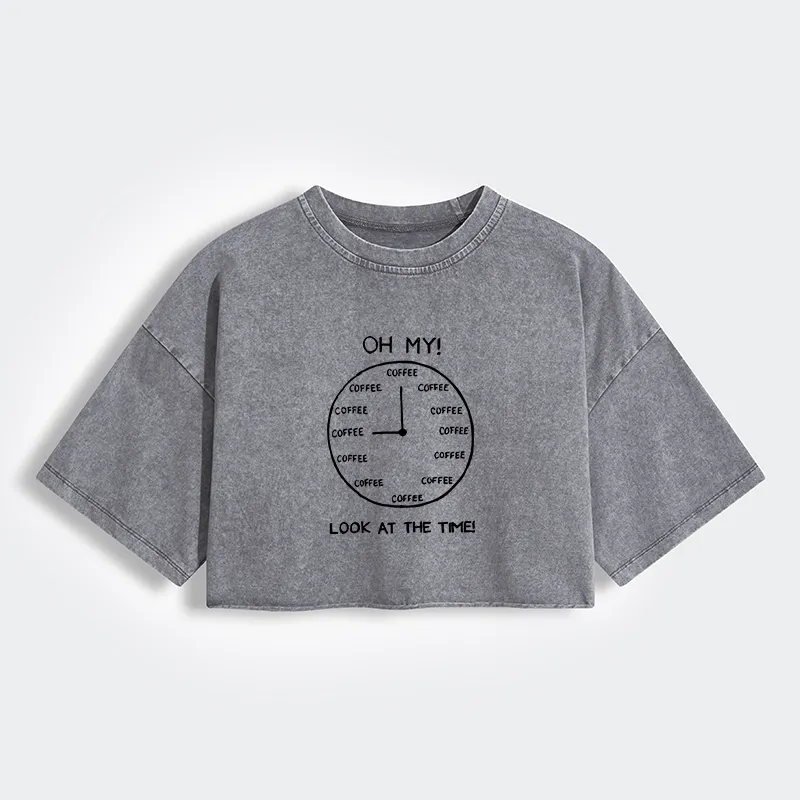 Tokyo-Lion Coffee Time Women's Washed Crop T-Shirt