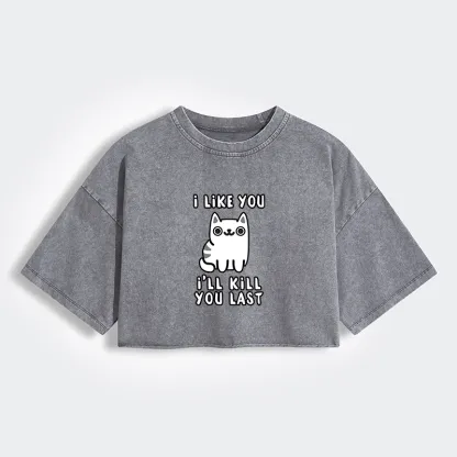 Tokyo-Lion Cats And Humans Have A Love-hate Relationship Women's Washed Crop T-Shirt