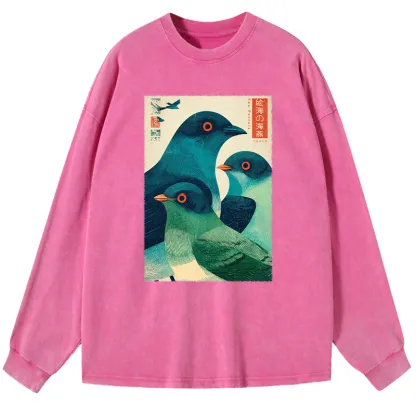 Tokyo-Lion Petrels Of The Painted Sea Washed Long Sleeve T-Shirt