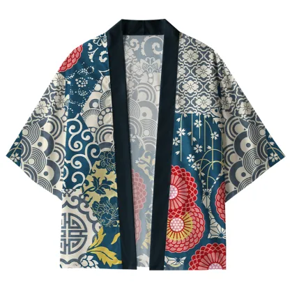 Tokyo-Lion Japanese Floral And Wave Kimono Cardigan