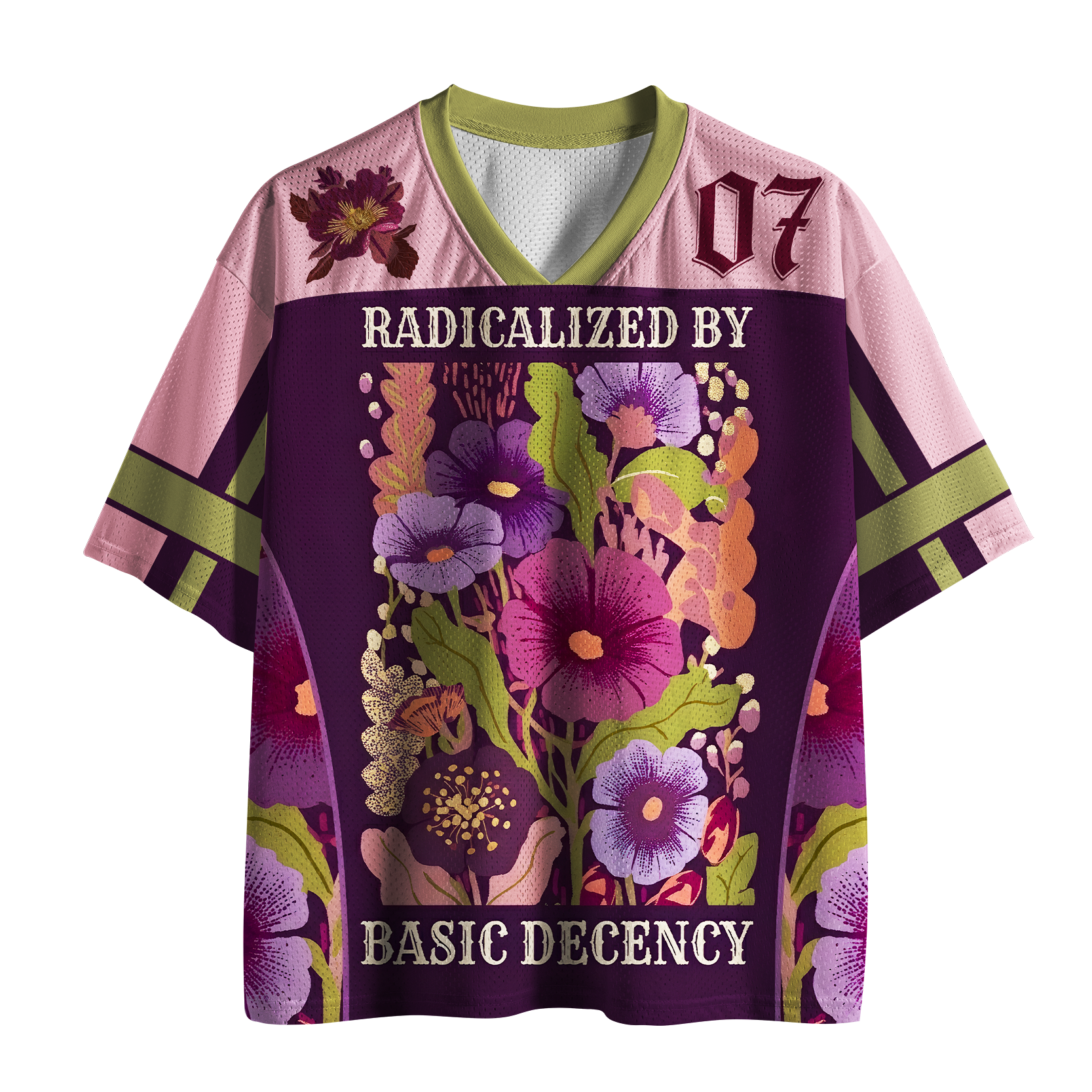 Tokyo-Lion Dusty Rose & Plum Floral Athletic No.07 Mesh Jersey