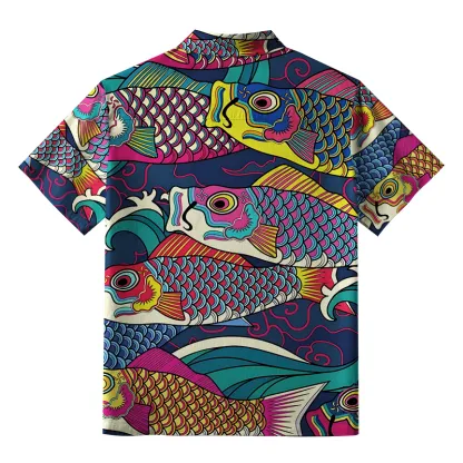Tokyo-Lion Colorful Japanese Koinobori Aloha Hawaiian Shirt