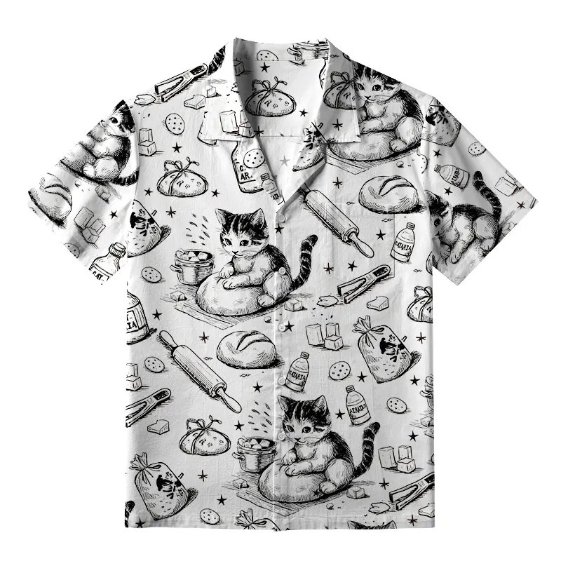 Tokyo-Lion Cat Kneading Dough Aloha Hawaiian Shirt