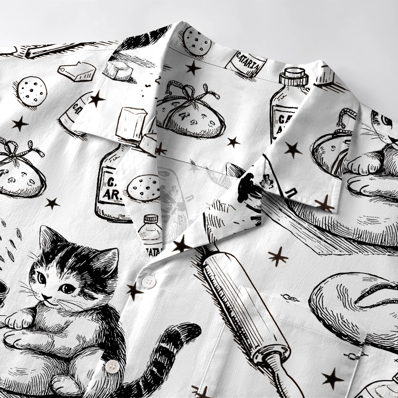 Tokyo-Lion Cat Kneading Dough Aloha Hawaiian Shirt