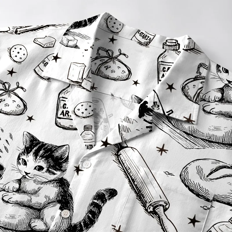 Tokyo-Lion Cat Kneading Dough Aloha Hawaiian Shirt