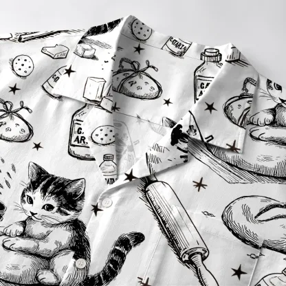 Tokyo-Lion Cat Kneading Dough Aloha Hawaiian Shirt