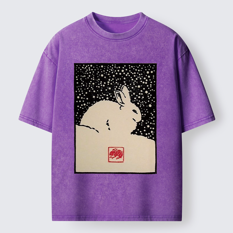 Tokyo-Lion Rabbit In The Snow Washed T-Shirt