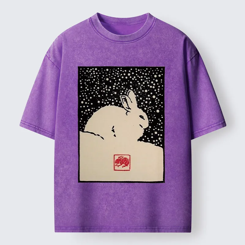 Tokyo-Lion Rabbit In The Snow Washed T-Shirt
