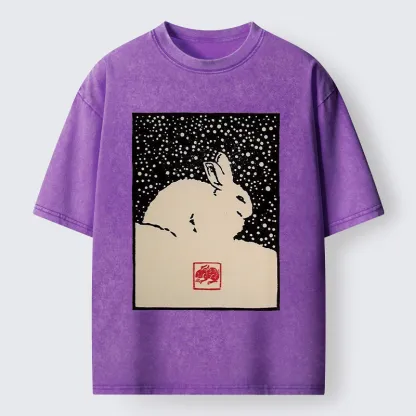 Tokyo-Lion Rabbit In The Snow Washed T-Shirt