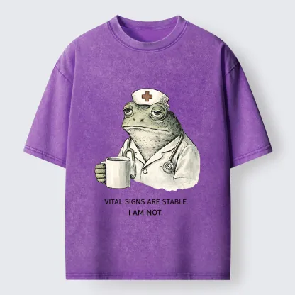 Tokyo-lion Japanese Melancholy Frog Washed T-Shirt