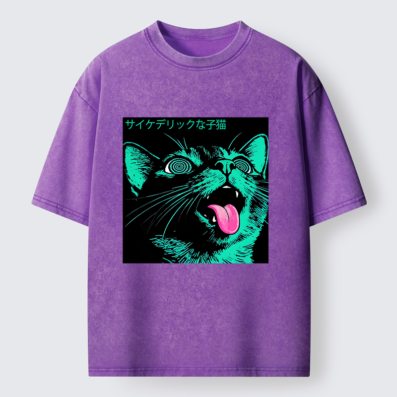 Tokyo-Lion Psychedelic Kitten Washed T-Shirt