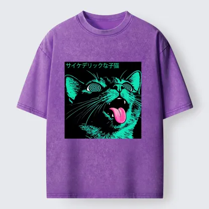 Tokyo-Lion Psychedelic Kitten Washed T-Shirt