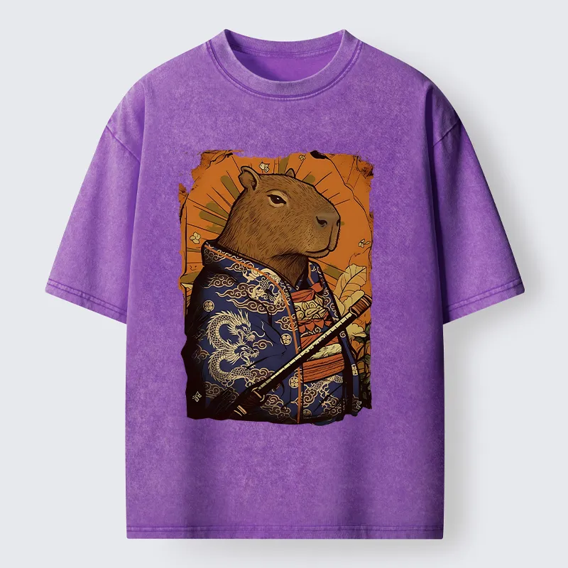 Tokyo-Lion Elegant Capybara Japan Washed T-Shirt