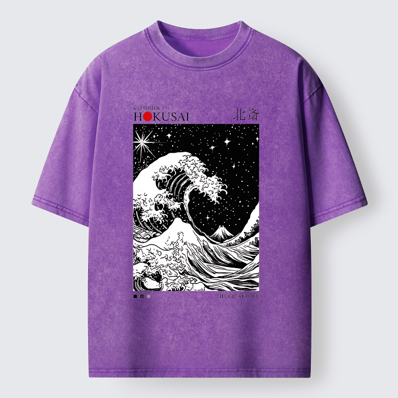 Tokyo-Lion Retro Wave Japan Washed T-Shirtt-Tokyo-Lion